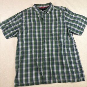 The North Face Mens XL Plaid Short Sleeve Button Up Shirt Green